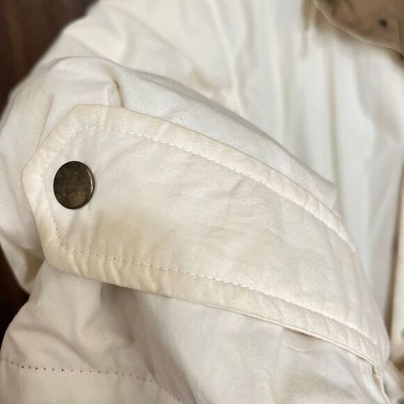 Ralph Lauren Men's Hooded Snap Button Down Filled Parka Coat Ivory Size Small - Picture 7 of 7